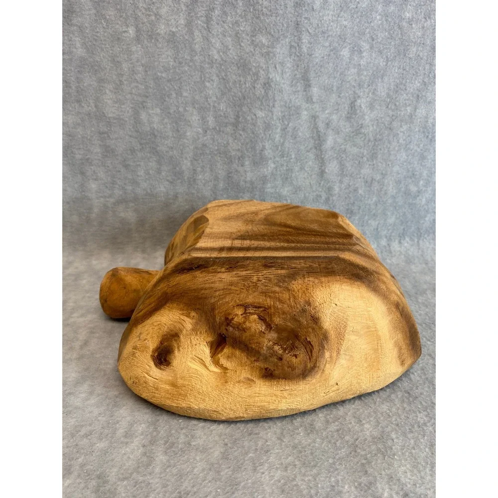 VTG Hand Carved Wooden Apple Shaped Bowl Dish Decorative Fruit Rustic Home Decor
